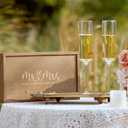 AW BRIDAL Mr and Mrs Champagne Flutes Set of 2, Engagement Gift for Couples and Newlyweds, Bridal Shower Gifts for Bride to Be, Wedding Anniversary Toasting Glasses Set with Wooden Box
