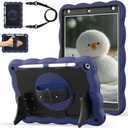 Case for iPad 9th Generation Case / 8th Gen / 7th Gen 10.2 Inch 2021 2020 2019, Heavy Duty Shockproof Protective Cover with Pencil Holder [360 Rotate Strap] & Stand, Navy Blue