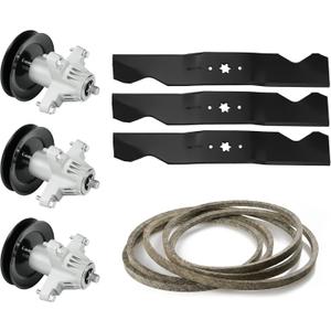 54 Lawn Mower Deck Rebuild Kit Compatible with Cub Cadet RZT-L54KH RZT-L54KW RZT-S54 Z6600 ZT-L54, 3 Spindles 618-05137, 918-05137 119-8445, 3 Pulleys, 3 Blades, 1 Belt