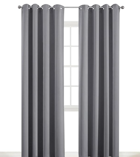 Room Darkening Gray Blackout Curtains, Light Blocking Thermal Insulated Grommet Drapes for Bedroom Living Room, 2 Panels 29.5x31.5Inc