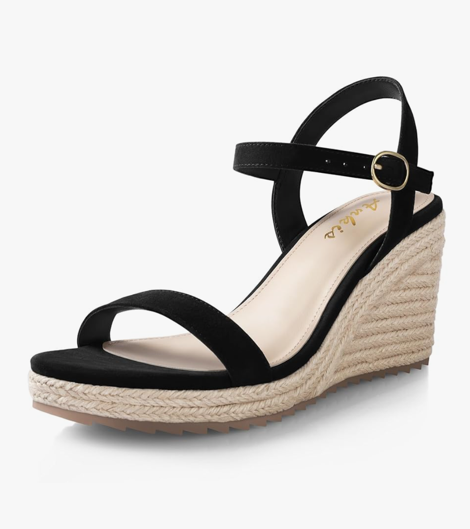 Size 8 Platform Wedge Sandals for Women, Black Brown White Nude Espadrille Womens Wedge Sandals Comfortable Open Toe Ankle Strap High Heel Wedges for Women Dressy Summer