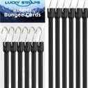60 Inch Rubber Bungee Cords Heavy Duty Outdoor, Black Bungee Straps with Upgraded Hooks, Weatherproof Tarp Straps with 1.9X Max Stretch & 100% Rubber for Cargo, Van, Truck, Motorcycle, etc (8 Pcs)