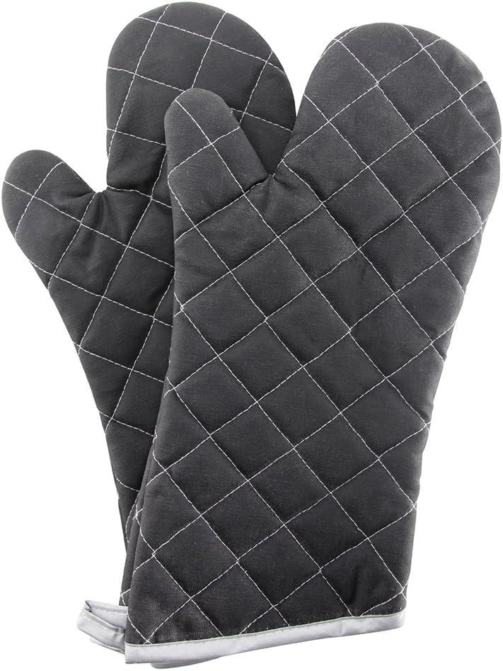 Oven Mitts Flame Retardant Mitts Heat Resistant to 425 F 15 Inch Kitchen Mitt Black Color 2-Pack