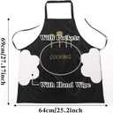 Qianyu 2 Pcs Kitchen Bib Apron with Hand Wipe Big Pocket for Women Men Chef Adjustable Waterproof Oil Resistant Cooking Aprons Hand-wiping Cooking Aprons for Kitchen Gardening Salon