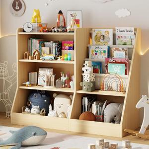 39" Large Wooden Kids Bookshelf and Toy Storage Organizer, Baby Bookcase with Sling Book Rack, Children Toddler Wooden Book Shelf for Kids Rooms, Playroom, Classroom, Nursery (Burlywood) 39" Large Wooden Kids Bookshelf and Toy Storage Organizer, Baby Bookcase with Sling Book Rack, Children Toddler Wooden Book Shelf for Kids Rooms, Playroom, Classroom, Nursery (Burlywood)