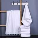 2 Pcs 100% Cotton Bath Towels for Bathroom27 * 54 Inch Scalloped Bath Towels Embroidered Decorative 500 GSM Soft Absorbent Bath Towel for Bathroom Hotel Spa Sport Yoga (Blue) (Blue)