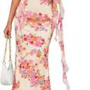 ZESICA Women's Summer Floral Maxi Dress 2026 Boho Sleeveless Square Neck Bodycon Mesh Wedding Guest Vacation Dresses (Yellow, XL)