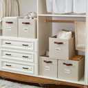 DECOMOMO Storage Cubes, 13x13x13 Storage Cube Bins with Labels, Fabric Organizer Bins (13" / 6pcs, Beige)