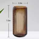 Muyan 7.5" Flower Vase for Decor Ribbed Glass Vase Modern for Centerpieces Desktop Home Office Dining Living Room Wedding (Amber)