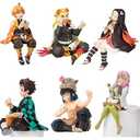 MLDVQJV 6Pcs Demon Anime Figures Set, Slayer Characters for Anime Fans and Kids (Rice Ball)