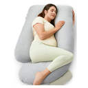 Pharmedoc Pregnancy Pillows, U-Shape Full Body Pillow -Removable Cover Jumbo Size - Gray - Pregnancy Pillows for Sleeping - Body Pillows for Adults, Maternity Pillow and Pregnancy