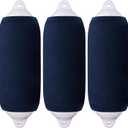 Boat Fender Covers 8" x 22"/10" x 26"/ 6" x 18" Fender Covers Marine Boat Bumper Sleeves for Twin Eye & Center Rope Tube Style Fenders, Black & Navy Blue, 3-Pack, Polyester (Boat Fender Not Included)