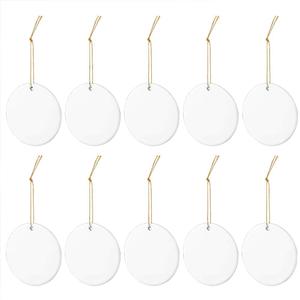 10pcs Sublimation Blanks Ceramic Disc Ornaments, Christmas Tree Decor Round Ornament for Sublimation, Blank Ceramic Ornaments (3" Round-Sublimation)
