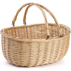Dicunoy Wicker Picnic Basket with Handle, Large Empty Gift Basket to Fill, Open Top Market Harvest Baskets for Garden, Fruit, Candy, Wine, Easter Egg Gathering, Wedding, Vegetables