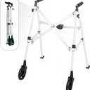 Stander Space Saver Walker, Lightweight Folding Rolling Mobility Aid for Seniors & Adults, Compact 2-Wheel Disability Device with 6-inch Wheels & Ski Glides for Walking Support, Vivid White (Standard)