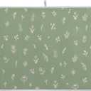 Sage Green Dish Drying Mat Quick Absorbent 18x24 Doodled Botany Flowers Leaves Herbs Plants Kitchen Drying Mat for Countertop Sink Reusable Dishes Mats Kitchen Essentials
