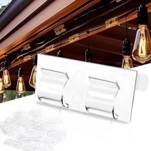 Hooks for Outdoor String Lights, 30PCS Outdoors String Lights Clip, Outdoor Command Hooks for Balcony Decor, Outside Clear Cord Holders for Hanging Christmas Lighting Outdoors Sticky Clip