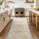 AMADA HOMEFURNISHING 2.7x8 Washable Runner Rug, Low-Profile Kitchen Runner Rugs with Non-Slip Backing & Durable Edge Binding, Vintage Entryway Rug for Bedroom & Hallway (Beige)