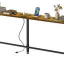 90" Narrow Sofa Table with Outlets (4 AC Outlets & 4 USB Ports), Behind Couch Table with Charging Station, Long Skinny Console Table for Living Room, Entryway and Hallway (Rustic Brown)