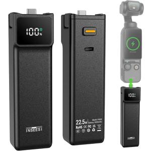NENNEN Pocket 3 Battery Handle Compatible with DJI Osmo Pocket 3 Creator Combo, with Digital Screen, Built-in 5000mAh Battery, Reserved 1/4 Thread