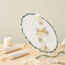 Juvale Parasol Umbrella Set - 6-Pack, 16 in Paper & Poplar Wood, White - Sun Umbrella for Garden Parties, Tea Party Decorations, & Weddings