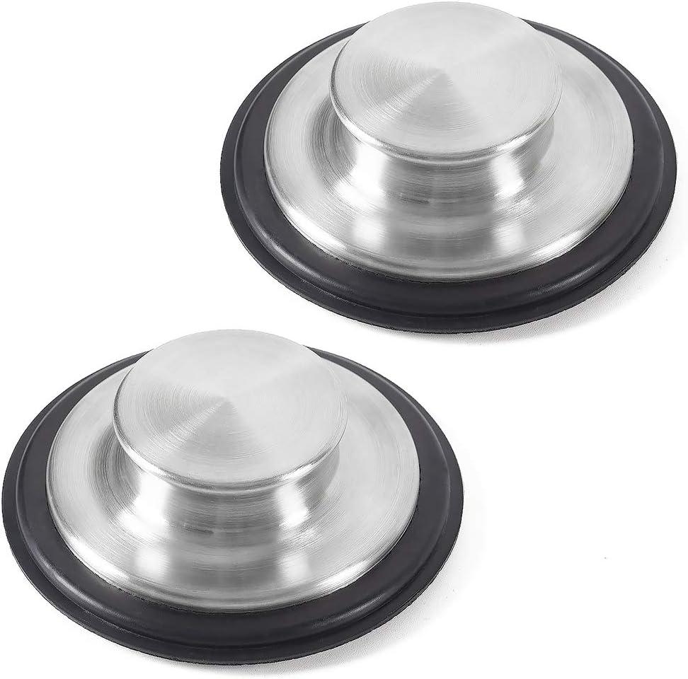 CORNERJOY 2 PCS Stainless Steel Kitchen Sink Stopper, Large Wide Rim 3.38" Diameter - Garbage Disposal Plug