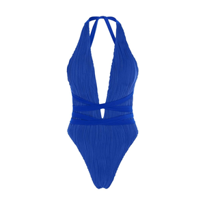 ZAFUL Women Plunging One Piece Swimsuit Backless Cross Tie High Cut Thong One-Piece Bathing Suit 23-Black M
