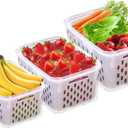 Large Fruit Storage Containers for Fridge3 Pack Refrigerator Organizers and Storage4 in 1 Produce Containers for FridgeAir Tight Vegetable Storage Berry Containers Keep Fresh Longer