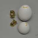 Easter Bunny Decorations, 2 Pcs Cute Gold Rabbit Sit on White Eggs Figurines for Spring Indoor Home Decorations