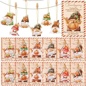 Loopeer 24 Set Christmas Car Air Fresheners Bulk Friendsmas Gnome Scented Hanging Ornament with Thank You Cards Gnome Car Air Fresheners Gift for Friends Home Christmas Party Decor