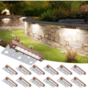 VOLISUN 12 Pack 7 Inch Retaining Wall Lights, Waterproof LED Hardscape Lighting, Cuttable Low Voltage Landscape Lighting, 12V Paver Lights, 3W Outdoor Step Lights, 5000K Daylight, ETL