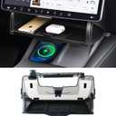 Hidable Under Screen Storage for Tesla Model 3 Model Y 2016-2025, Upgrade Damping Slides and Press Switch Design, Open and Close Center Console Organizer Tray with Anti-Slip Pad