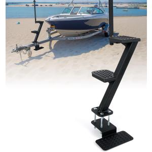 Heavy-Duty Boat Trailer Steps with Handle, Non-Slip Surface, Universal Fits for Trailers Tongue Step, Patent Pending, 3 Steps