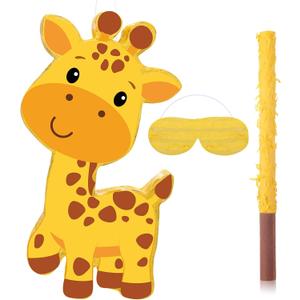 Aoriher Giraffe Piata Safari Piata with Blindfold and Bat Giraffe Birthday Party Supplies Safari Jungle Zoo Animal Party Favors for Birthday Supplies, 16 x 11.3 x 3.2 Inch