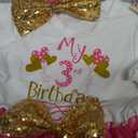 IBTOM CASTLE Girls Baby 1st 2nd 3rd Birthday Outfit Mouse Tulle Dress+Sequins Headband Princess Cake Smash Clothes (3T, Ball Hot Pink Dots) 