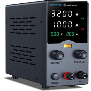 Wanptek DC Power Supply Variable 30V 10A, Bench Power Supply with Encoder Adjustments Knob, USB Fast Charge Port with Output Current Display, 4-Digit LED Display