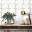RoomMates RMK12347PL Mid-Century Beads Peel and Stick Wallpaper, Tan, White