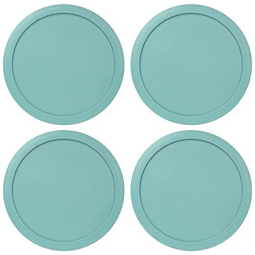 Replacement Lids fits Pyrex 4-Cup Glass Food Storage Container Bowls, 6-Inch Plastic Round Lids Covers for Pyrex 7201-PC, Airtight & Leakproof (4-Pack, Turquoise)