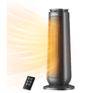PELONIS PTH15A4BGB Ceramic Tower 1500W Indoor Space Heater with Oscillation, Remote Control, Programmable Thermostat & 8H Timer, ECO Mode, Tip-Over Switch & Overheating Protection, Gray (Grey)
