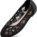 Greatonu Women's Ballet Flats Round Toe Slip on Lace ballerina Flat Comfortable Wedding Casual Dressy Floral Flats Shoes 8