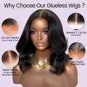 UVVUVV Bob Wig Human Hair 4x4 Frontal Lace Wig 10 Inch Body Wave 180% Density HD Lace Front Wigs Human Hair Pre Plucked Bob Wigs for Women (10 inch, Natural Black)