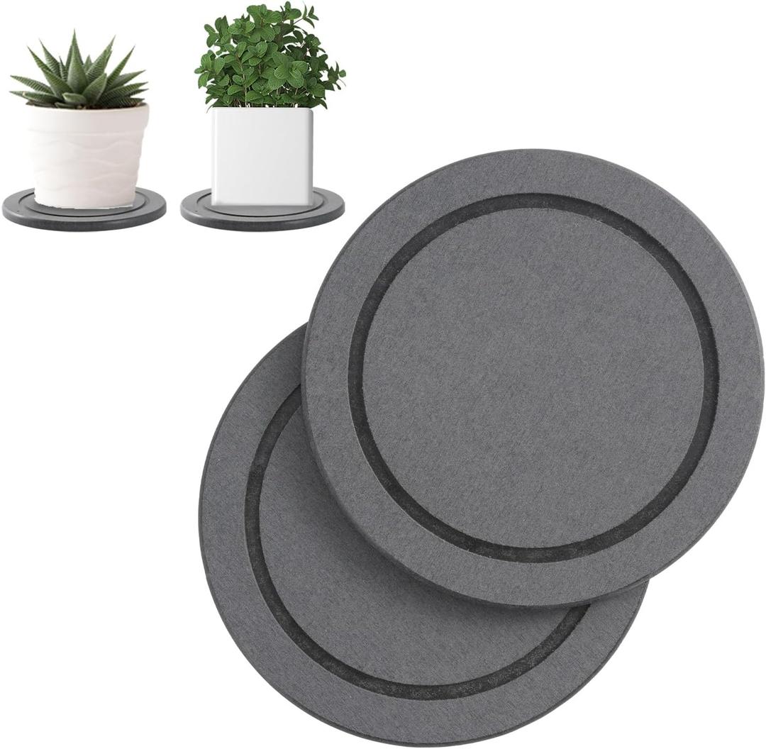 2Pcs Plant Saucer for Indoor — 6 inch Instant Dry Plant Tray Diatomaceous Earth Round Plant Drip & Drainage Trays for Indoors, Grey