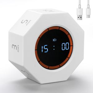 Rechargeable Visual Timer, 8-Angle Auto-Rotating Screen with Gravity Sensor, Digital Timers for Classroom, Small Kitchen Timers for Cooking, Work and Study (Pearl White)