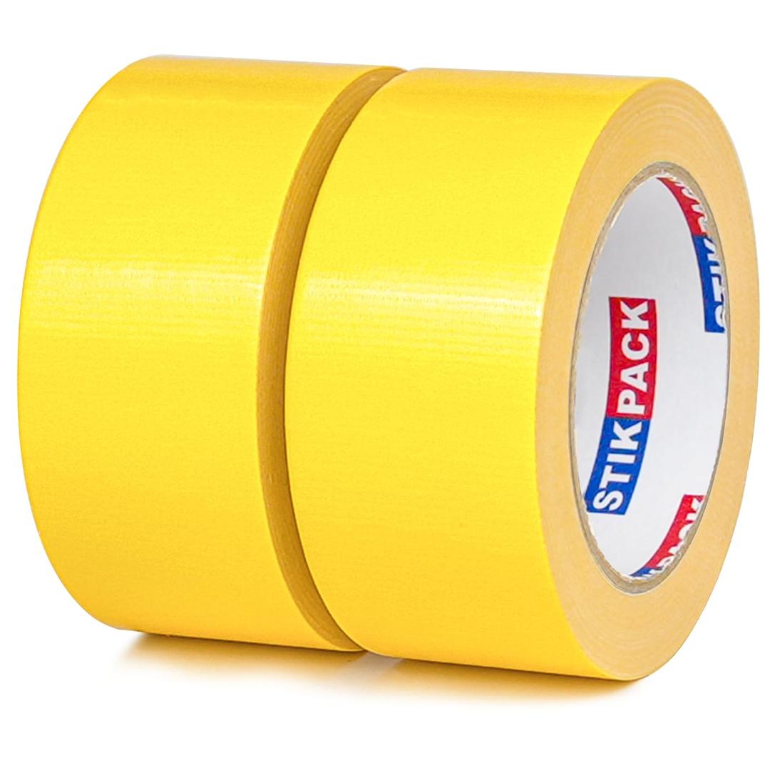 2 Rolls Yellow Duct Tape, Heavy Duty Strong Industrial Colored Duct Tape 9mil x 2inch x 25yds Flexible, No Residue, Waterproof and Tear by Hand, Multi-Use for Indoor & Outdoor Repairs