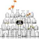 Aheroi 32 Pcs Bud Vase Set, Clear Vases for Centerpieces, Cute Glass Bud Vases Small Vases for Flowers, Mini Vase Flower Vase Set for Wedding Decorations, Room Office Table Decor