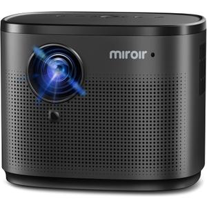 Miroir Mini Projector, Home HD Projector with Builtin Speaker, Auto Focus, Keystone Correction, Portable for Outdoor Movies, Compatible with Smartphone, TV Stick, Laptop, HDMI, USB