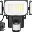 Olafus 70W Motion Sensor Outdoor Light Plug in, Motion Flood Light Dusk to Dawn, 7000LM LED Security Light IP65 Waterproof, Motion Activated 6500K PIR Sensor Lighting for Garage Yard Patio Eave, Black