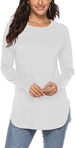 Newchoice Women's Casual Batwing Long Sleeve T Shirt Round Neck Basic Loose Tunic Tops (White, Medium)