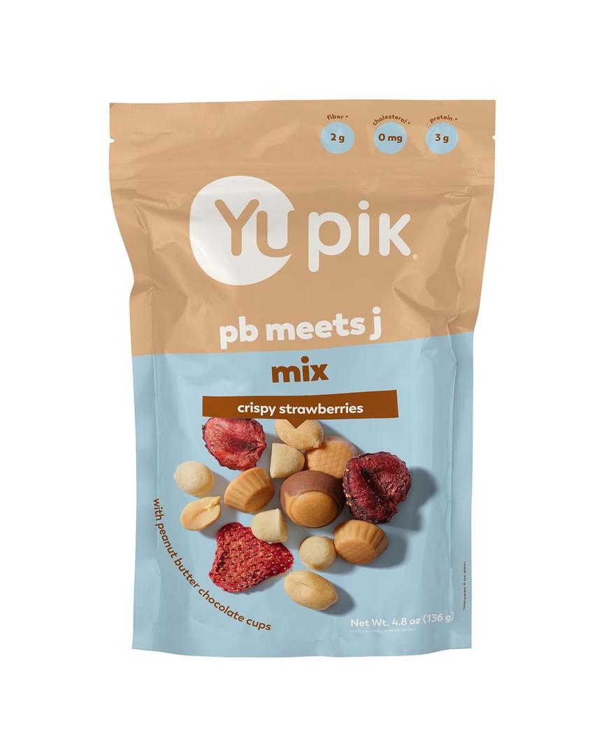 3 x Yupik PB Meets J Mix, 4.8 Oz, Crunchy & Soft Snack, Peanut Butter & Jelly, Blend of Peanuts, Dried Strawberries, Peanut Butter Chocolate Cups & Shortbread Cookies, Sweet Trail Mix, Party Snacks