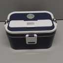 Buddew Electric Heated Lunch Box for Adults - 80W Fast Heating, 1.5L Food-Grade Stainless Steel, 12V/24V/110V Portable Food Warmer for Work Travel Car, Lonchera Electrica Portatil (Green)